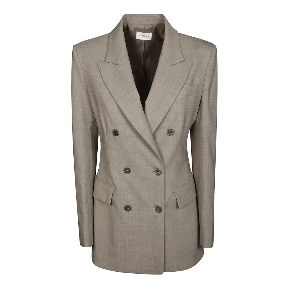 P.a.r.o.s.h. Dubbelborstige Wollen Blazer Brown Dames