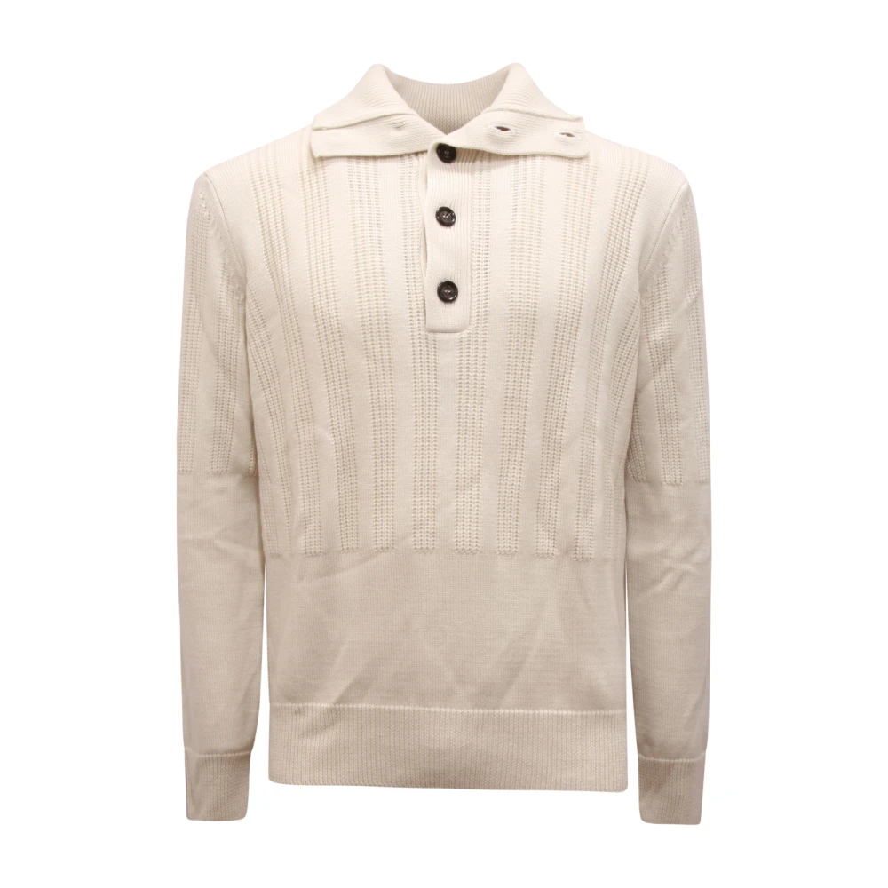 Paolo Pecora Men's White Maglione Wool Jumper - Round-Neck Knitwear - L - Knitwear