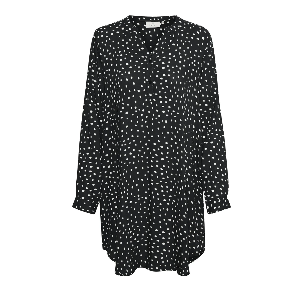 Kaffe Black Short Dresses, Female, M, Shirt Dress / Chalk Dots