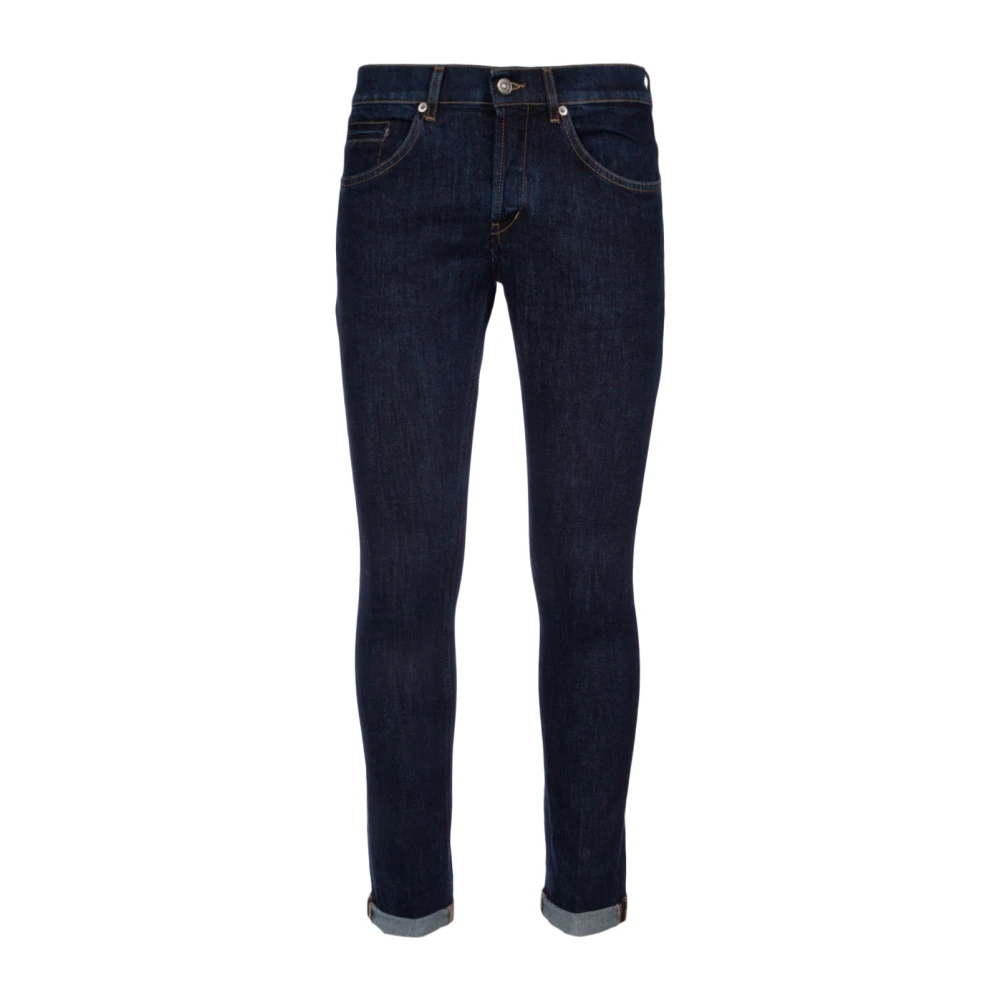 Dondup Blauwe Slim Fit Jeans met Metalen Logo Blue Heren