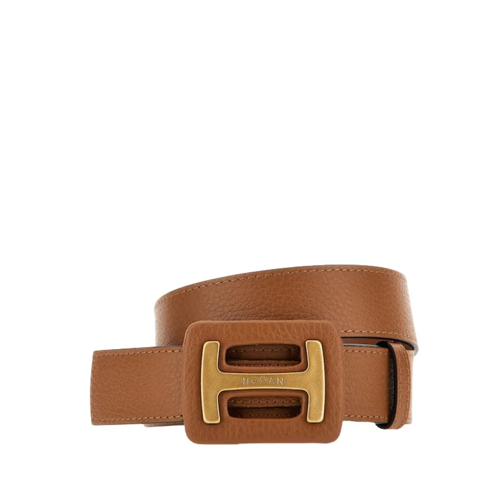 Hogan Brandy Leren Riem met Iconische H-Gesp Brown Dames
