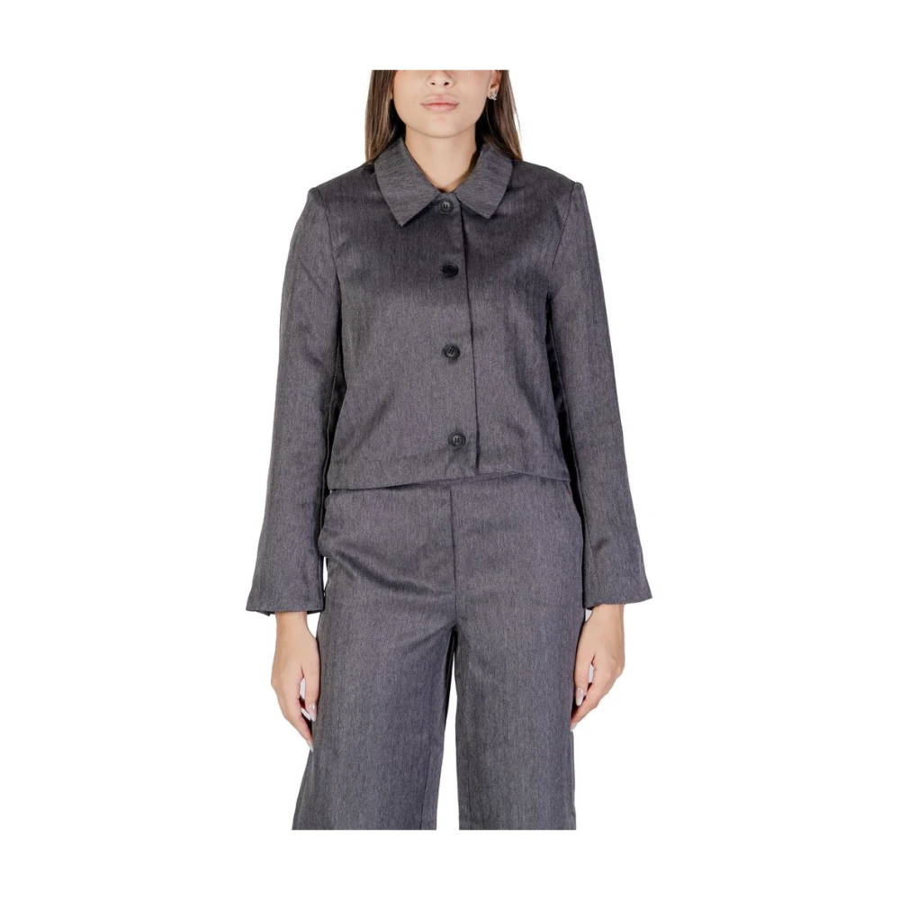 Jacqueline De Yong Women's Gray Light Jackets, M, Polyester Fall/Winter Blazer