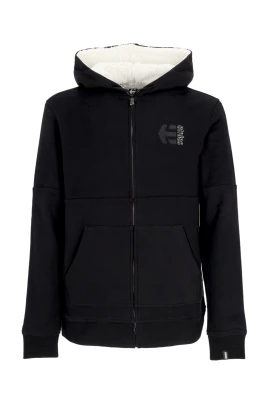 Svart Sherpa Hoodie med Dragkedja