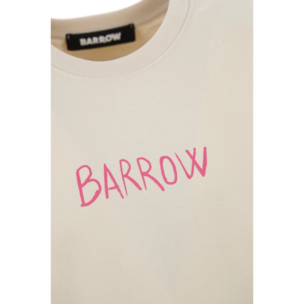Barrow Teddy Sketch Oversized Katoenen T-shirt Beige Heren