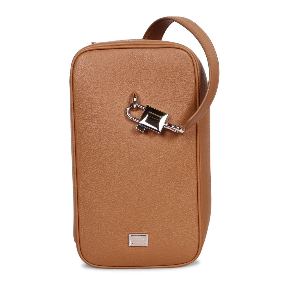 Dolce & Gabbana Mannelijk Beige Tassen Heren, One Size, Leer, Compacte Crossbody Tas