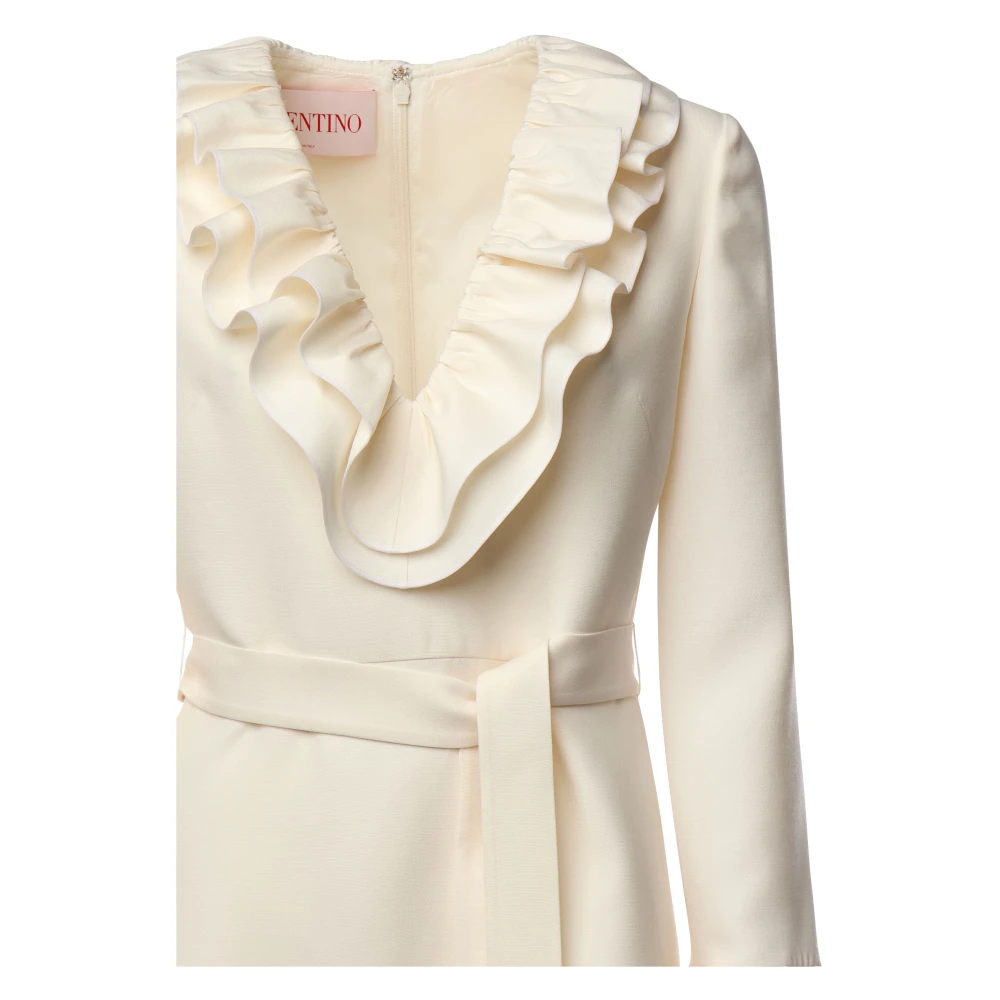 Valentino Garavani Witte Ruchedetail Riem Jurk White Dames