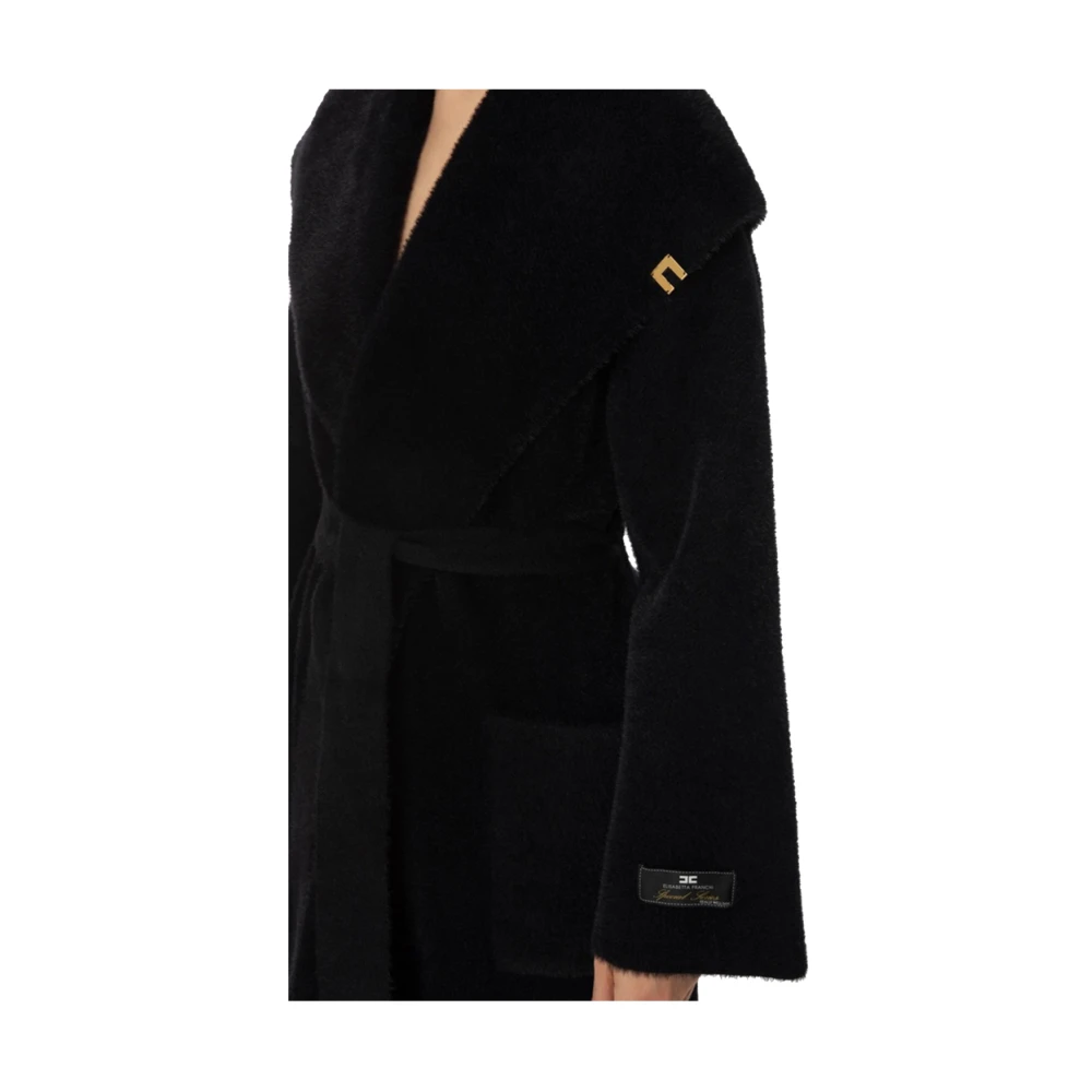 Elisabetta Franchi Zwarte getailleerde jas voor vrouwen Black Dames
