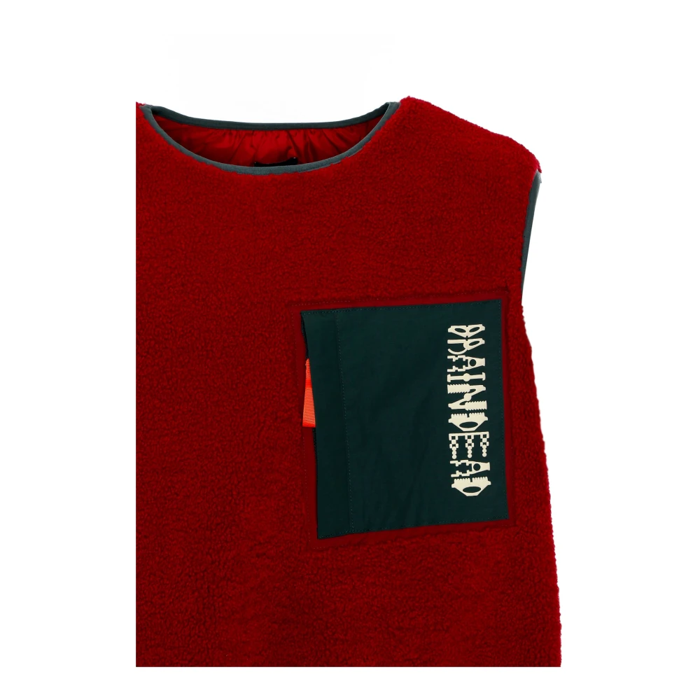Brain Dead Sherpa Fleece Vest Oversize Fit Red Heren