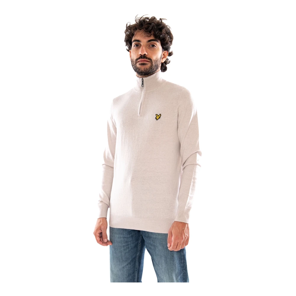 Lyle & Scott Beige Pull Aus Merinowolle Mit Halbem Reißverschluss - Bild 5
