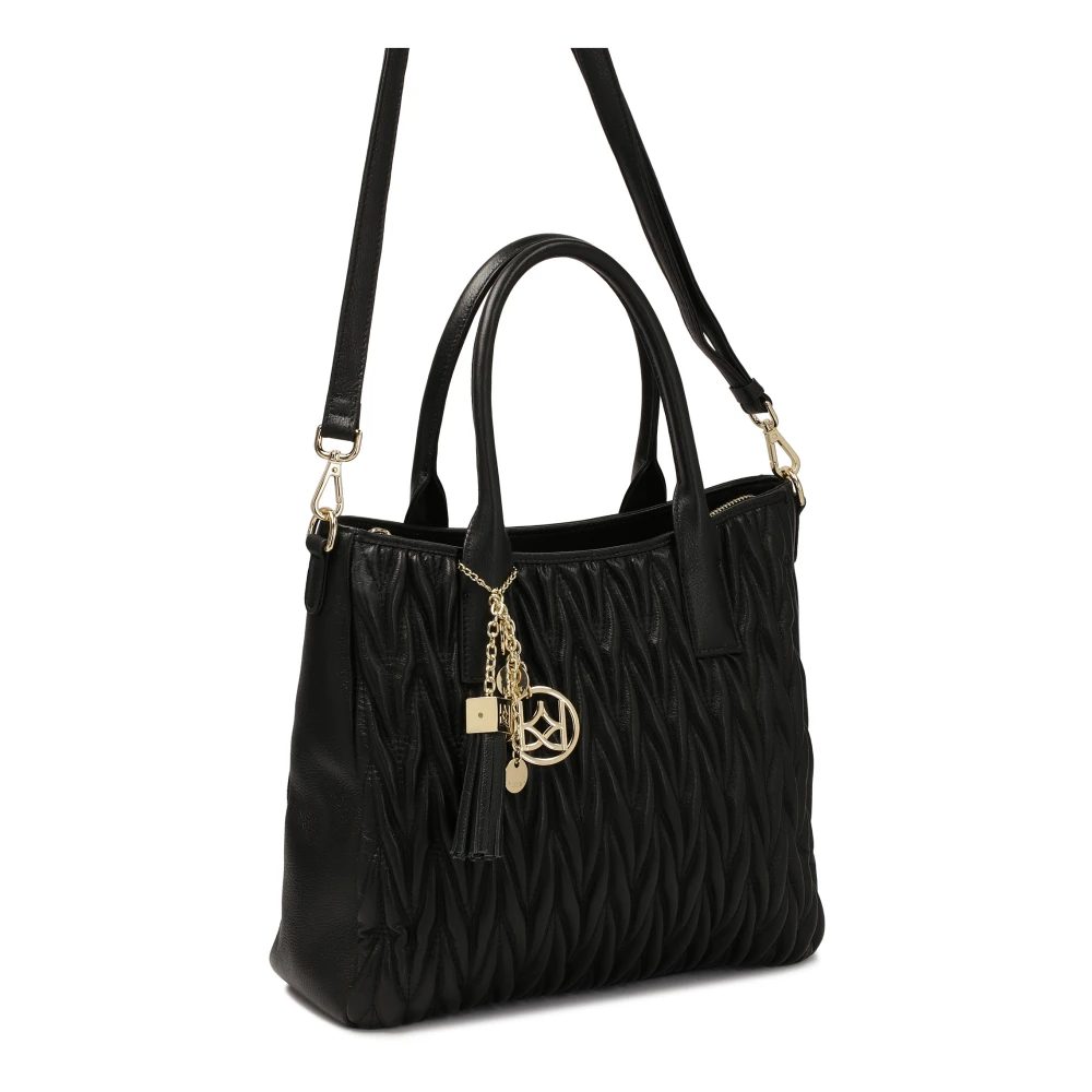 Kazar Gewatteerde handtas met handgrepen en sleutelhanger Black Dames