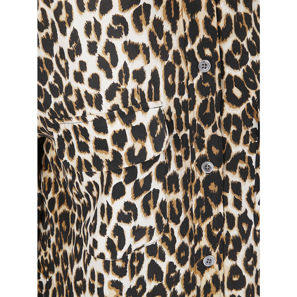 Equipment Gestippelde zijden lange mouw knoopshirt Brown Dames