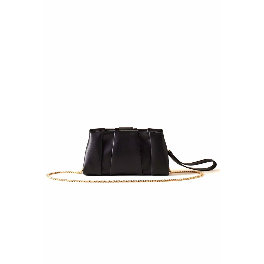 Borbonese Elegante Zwarte Leren Clutch Tas Black Dames