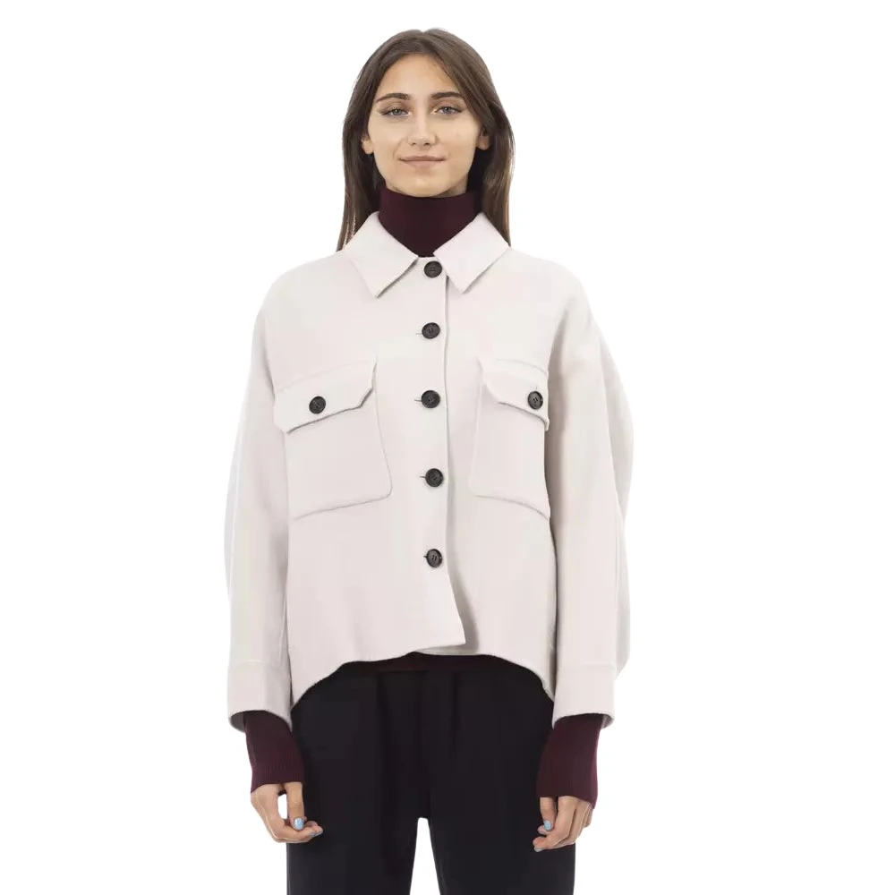 Alpha Studio Elegant White Wool Blazer Jacket - IT40|S - Image 2