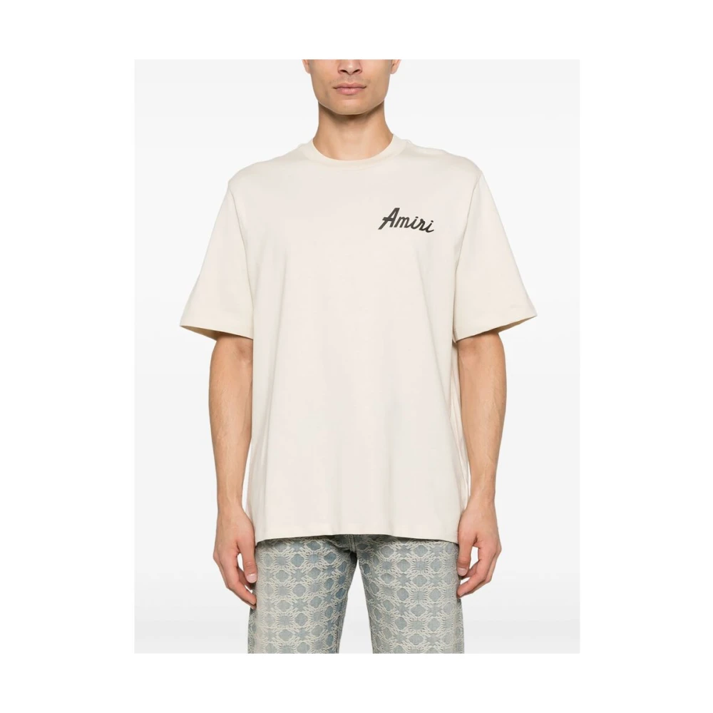 Amiri T-shirt met katoenen logo print Beige Heren