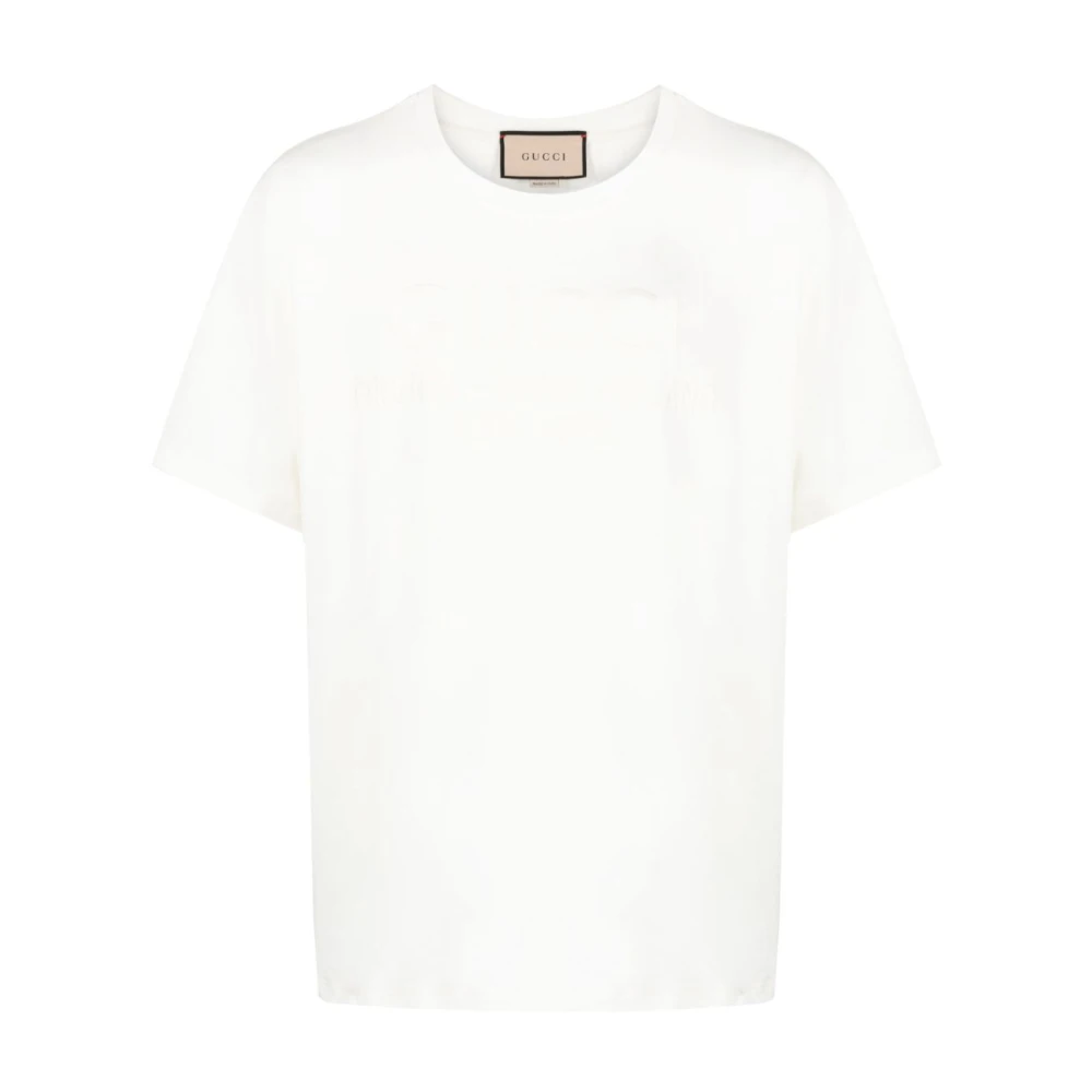 Gucci Logo-geborduurd Katoenen T-shirt White Heren
