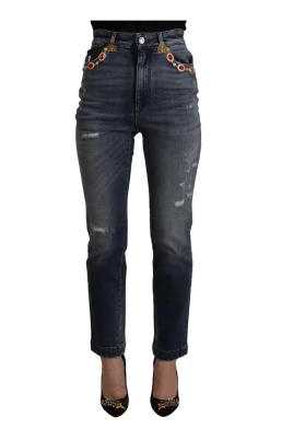 Blå High Waist Skinny Denim Jeans