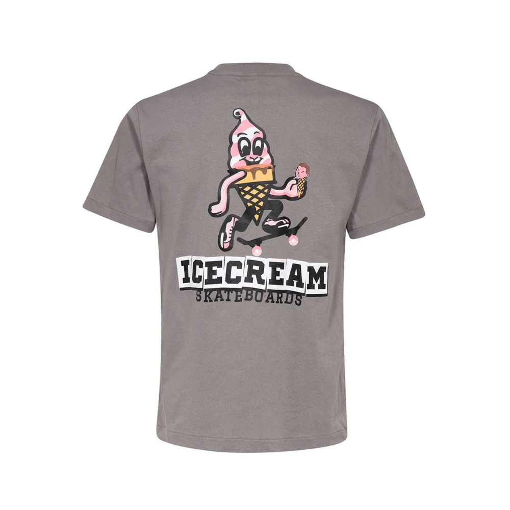 Icecream Katoenen T-shirt met Front Back Print Gray Heren