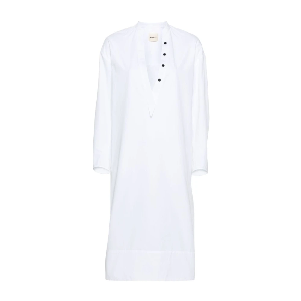 Khaite White Shift Midi Dress With Buttons - Female - Midi Dresses - 3XS - Dresses