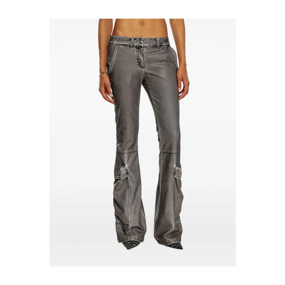 Diesel Zwarte Flared Cargo Jeans Black Dames