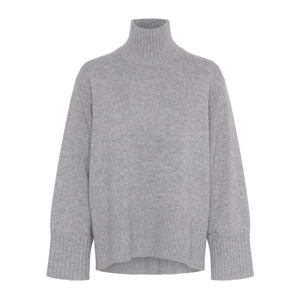Inwear Women's Gray Turtlenecks, M, Soft Knit Highneck Jumper Granite Melange