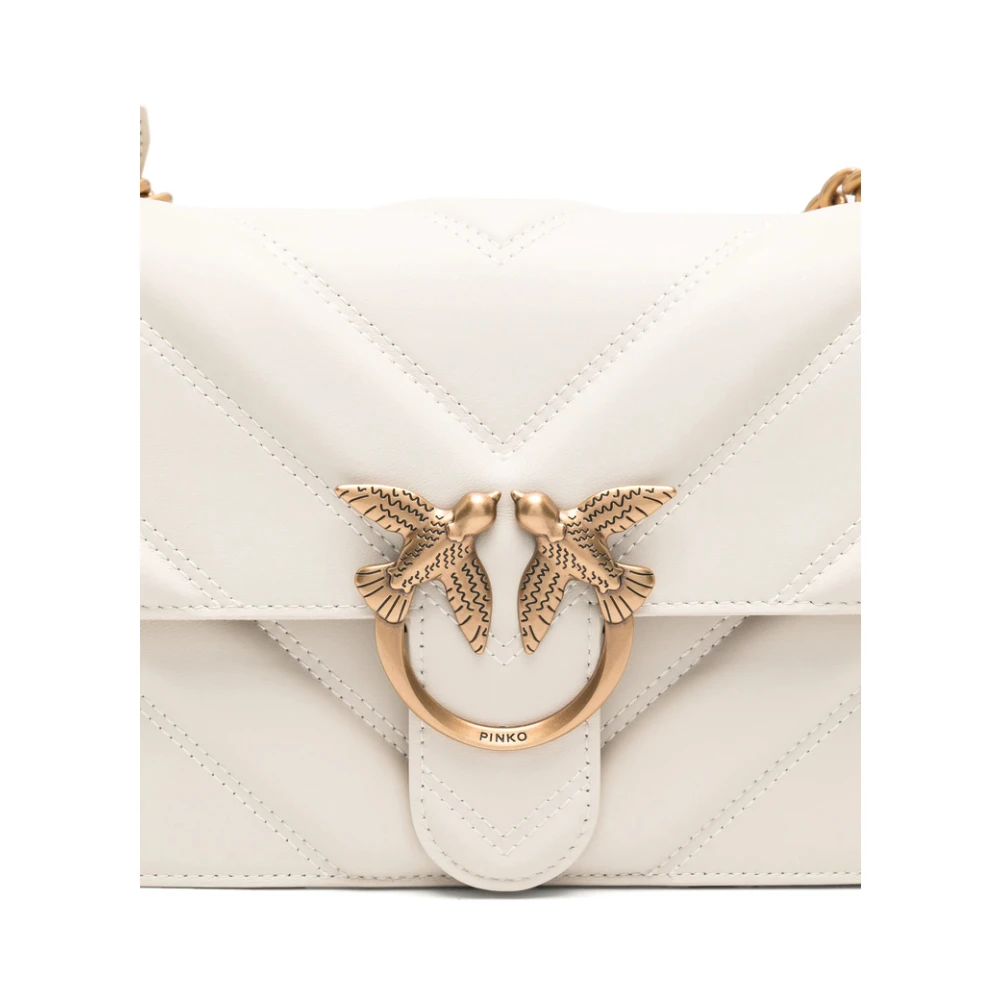 pinko Witte Leren Schoudertas met Ketting White Dames