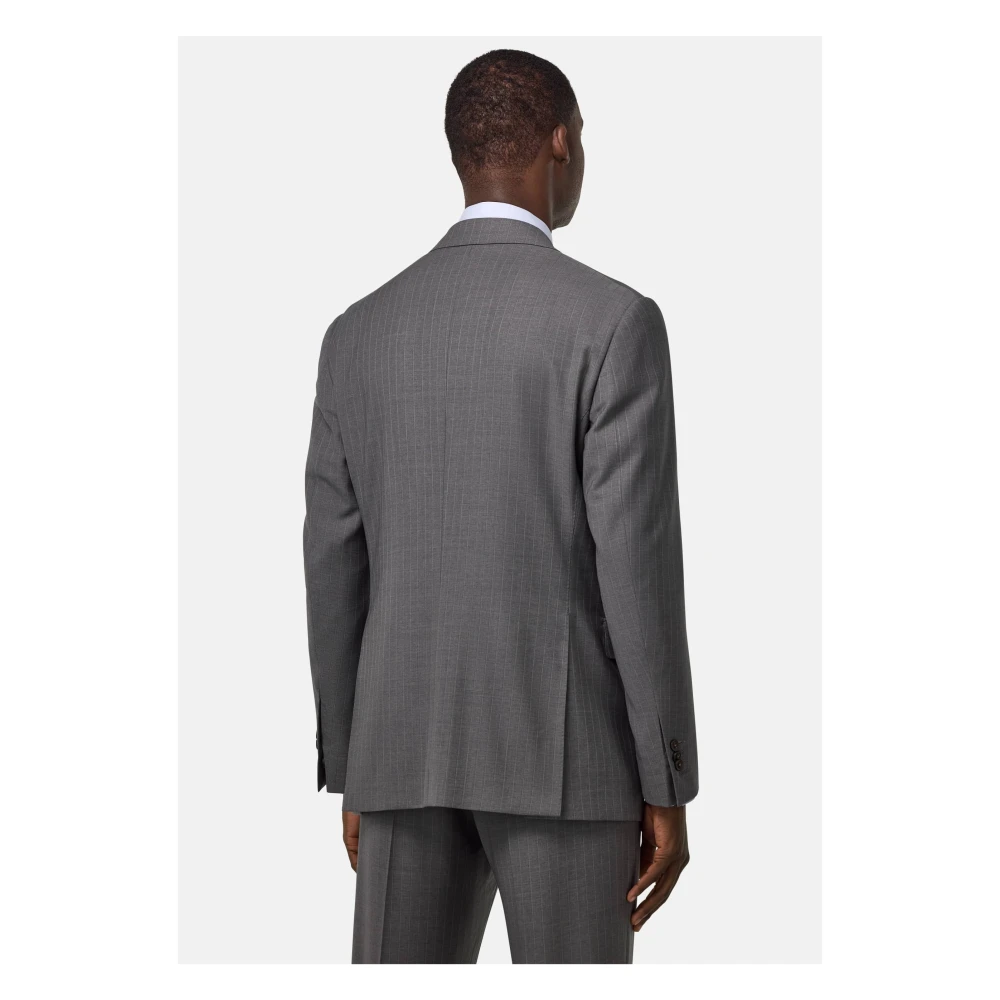 Boggi Milano Pinstripe Pure Wool Pak Gray Heren