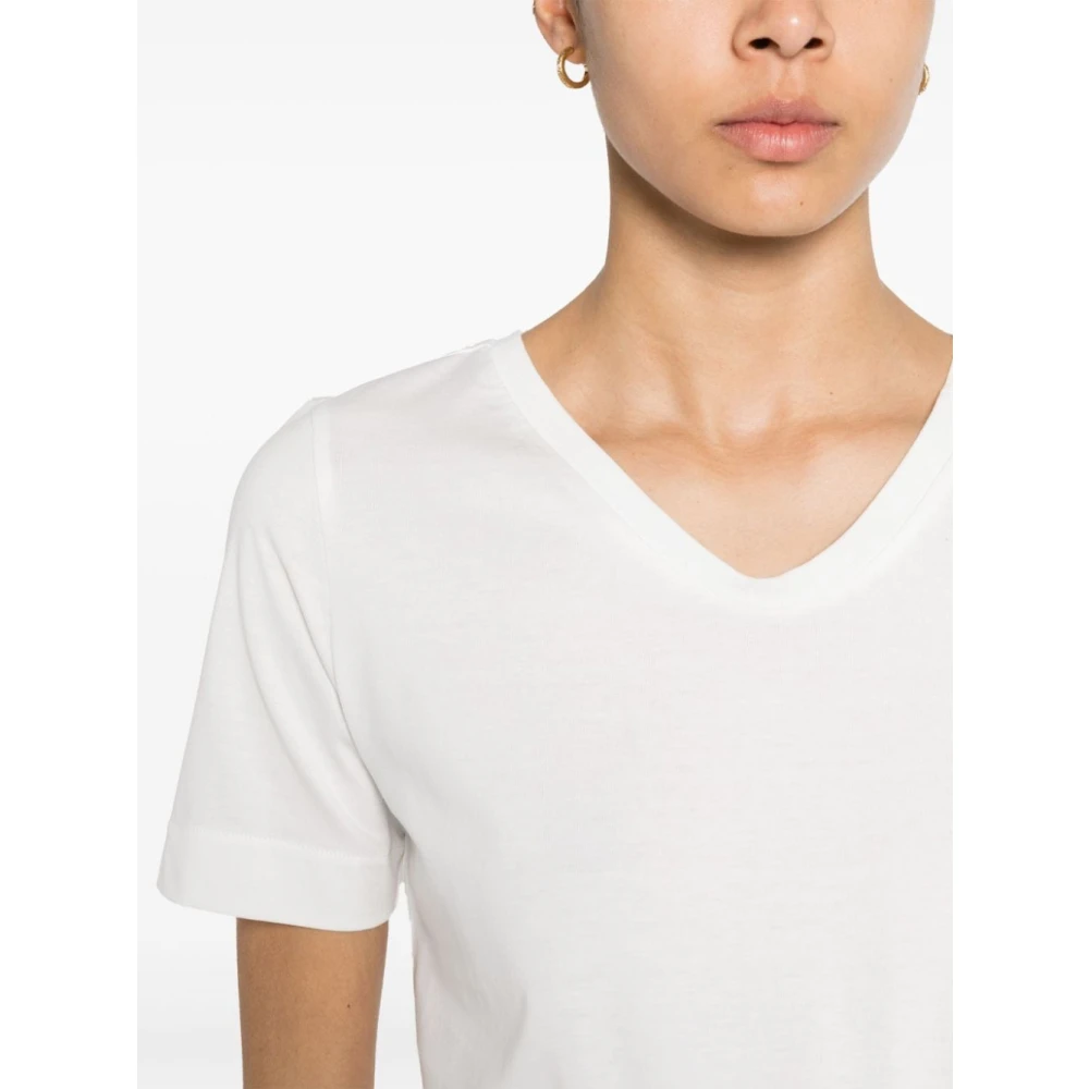 Max Mara Wit Katoenen T-shirt met Geborduurd Logo White Dames