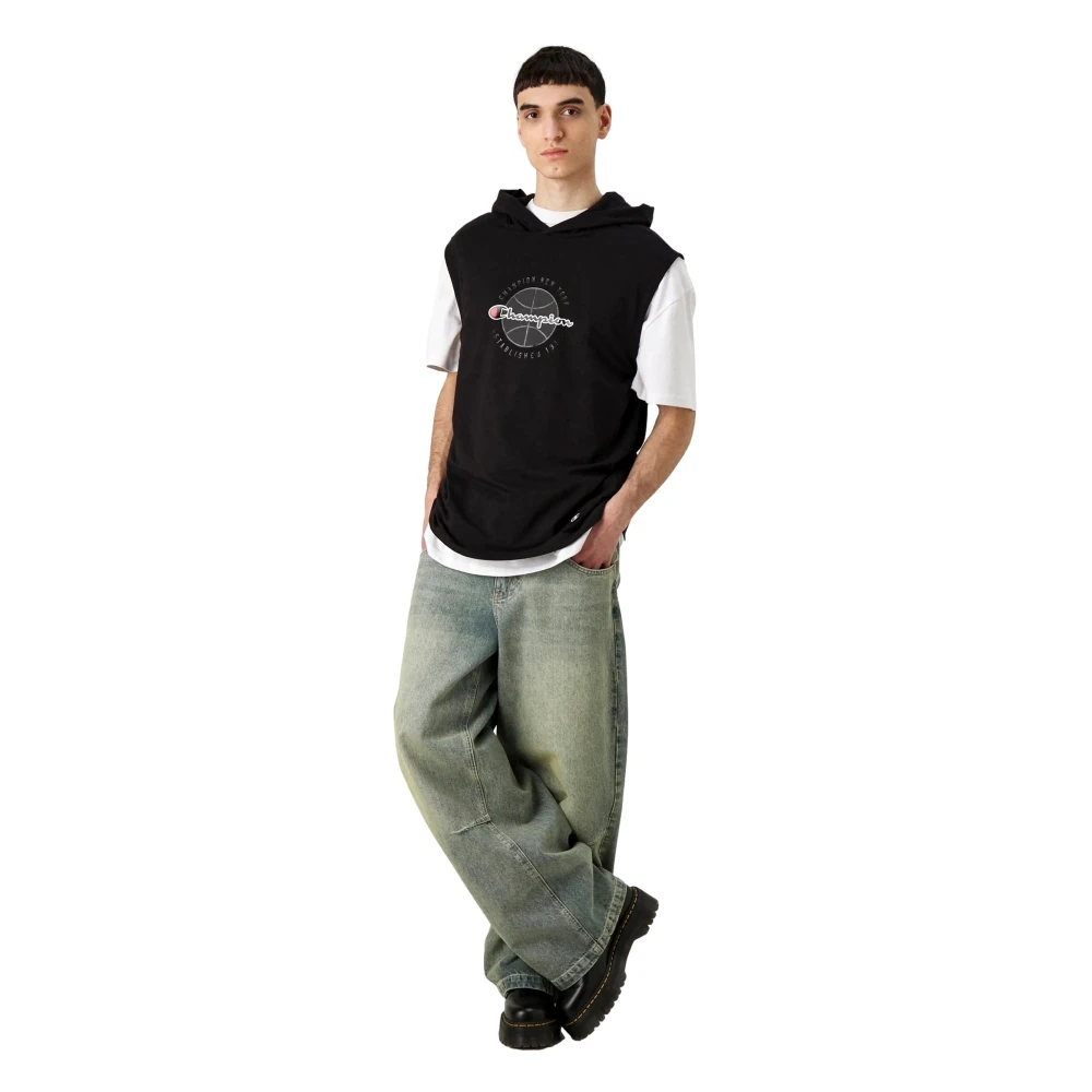 Champion Zwarte mouwloze hoodie Black Heren