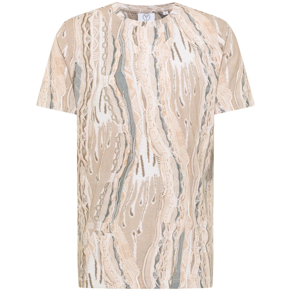 Carlo Colucci Men's Beige Knit Print T-Shirt