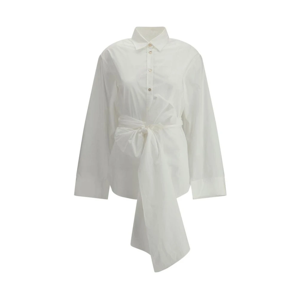 Forte Geknoopt Langarm Poplin Overhemd White Dames
