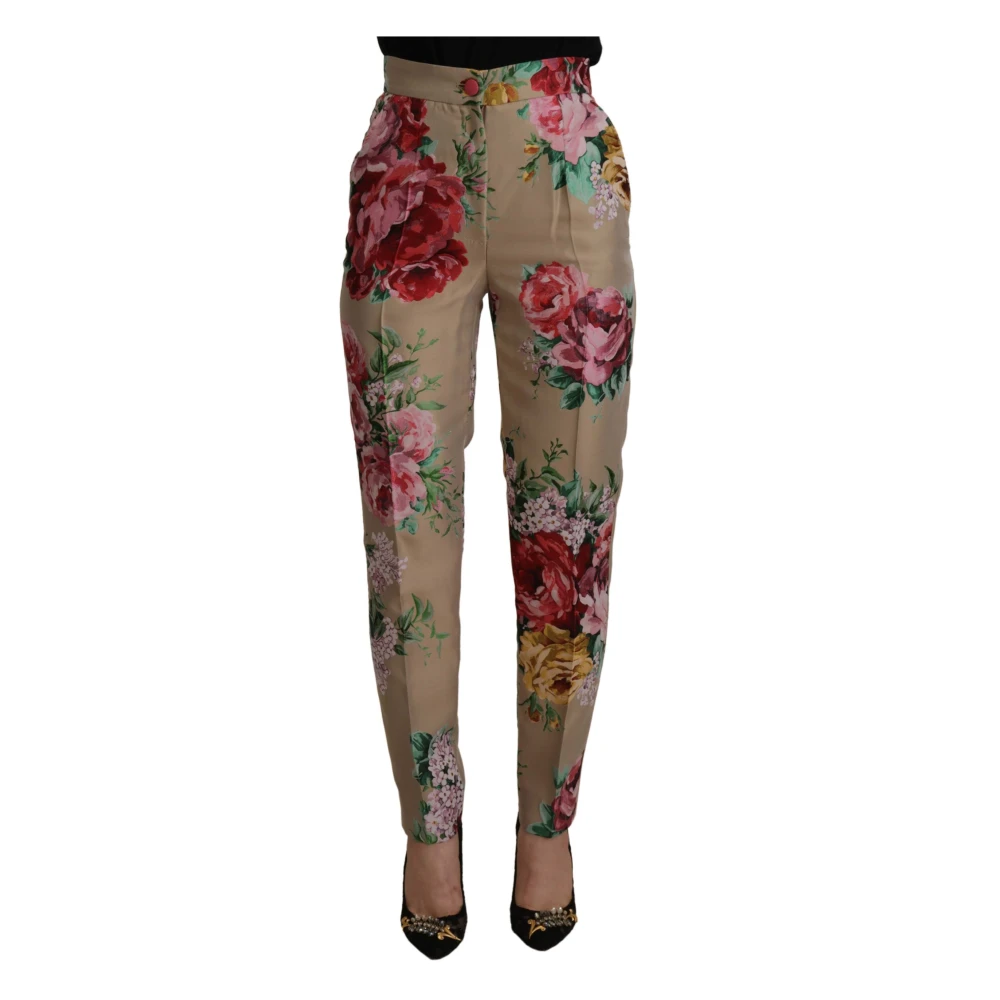 Dolce & Gabbana Femme Beige Pantalons, Taille: 32 Fr Pantalon Taille Haute Floral