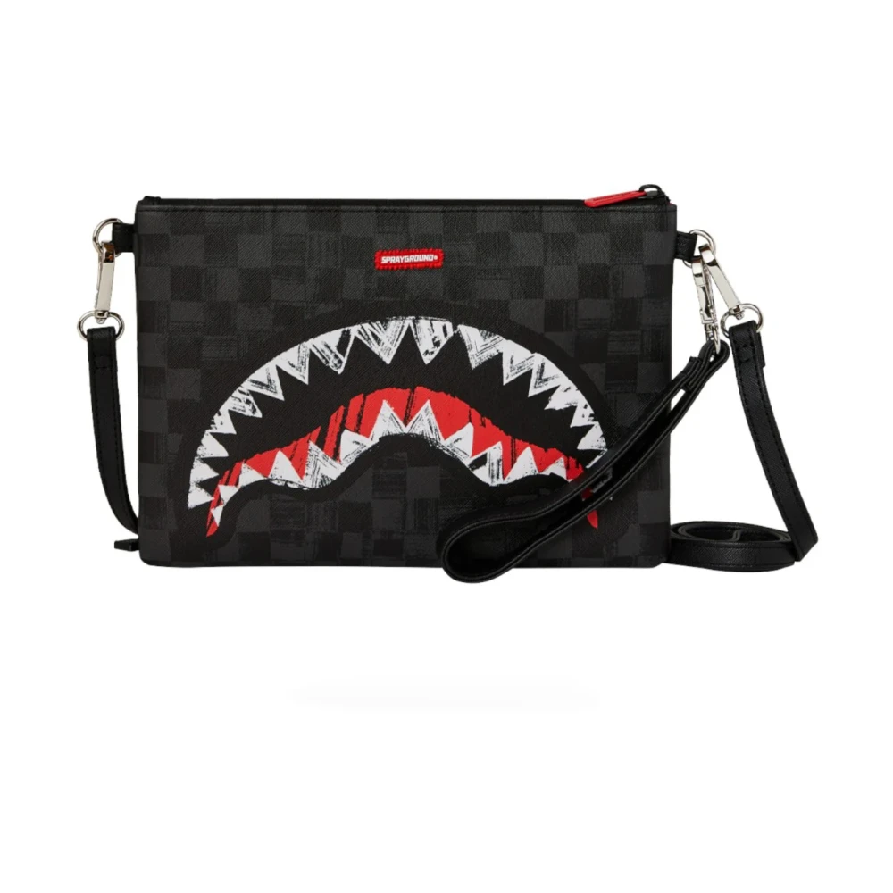 Sprayground Men's Black Scribble Shark Crossover Clutch