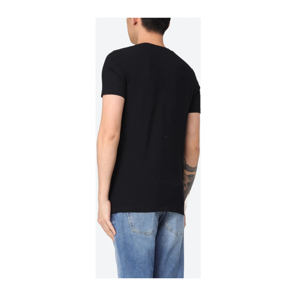 Dondup Stretch katoenen jersey T-shirt met borstlogo Black Heren