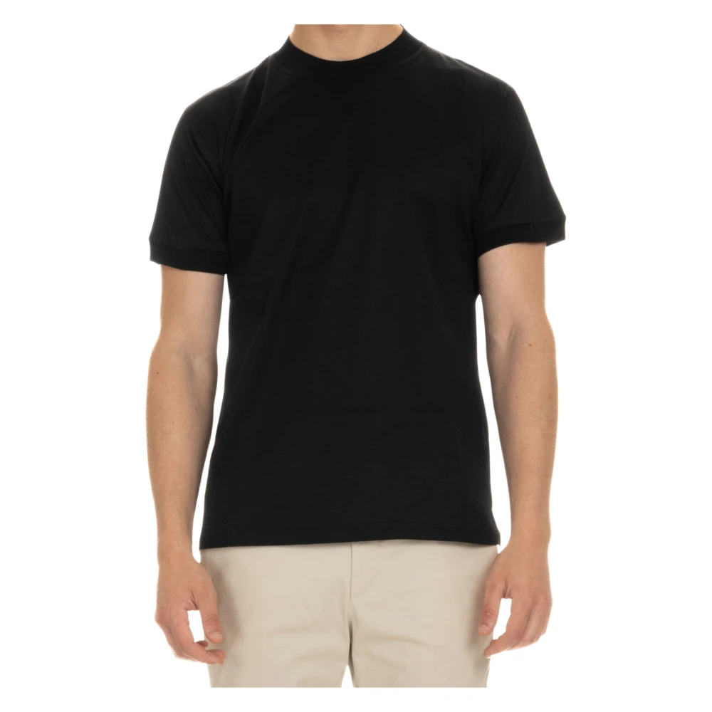 Tagliatore Zwart Gekamd Katoen T-shirt Polo Black Heren