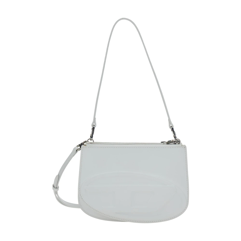 Diesel Witte Schoudertas met Leren Band White Dames