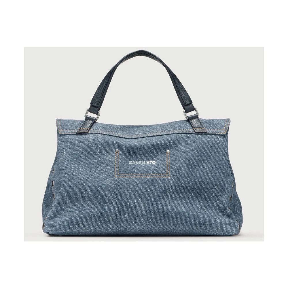 Zanellato Denim Schoudertas met Verstelbare Band Blue Dames