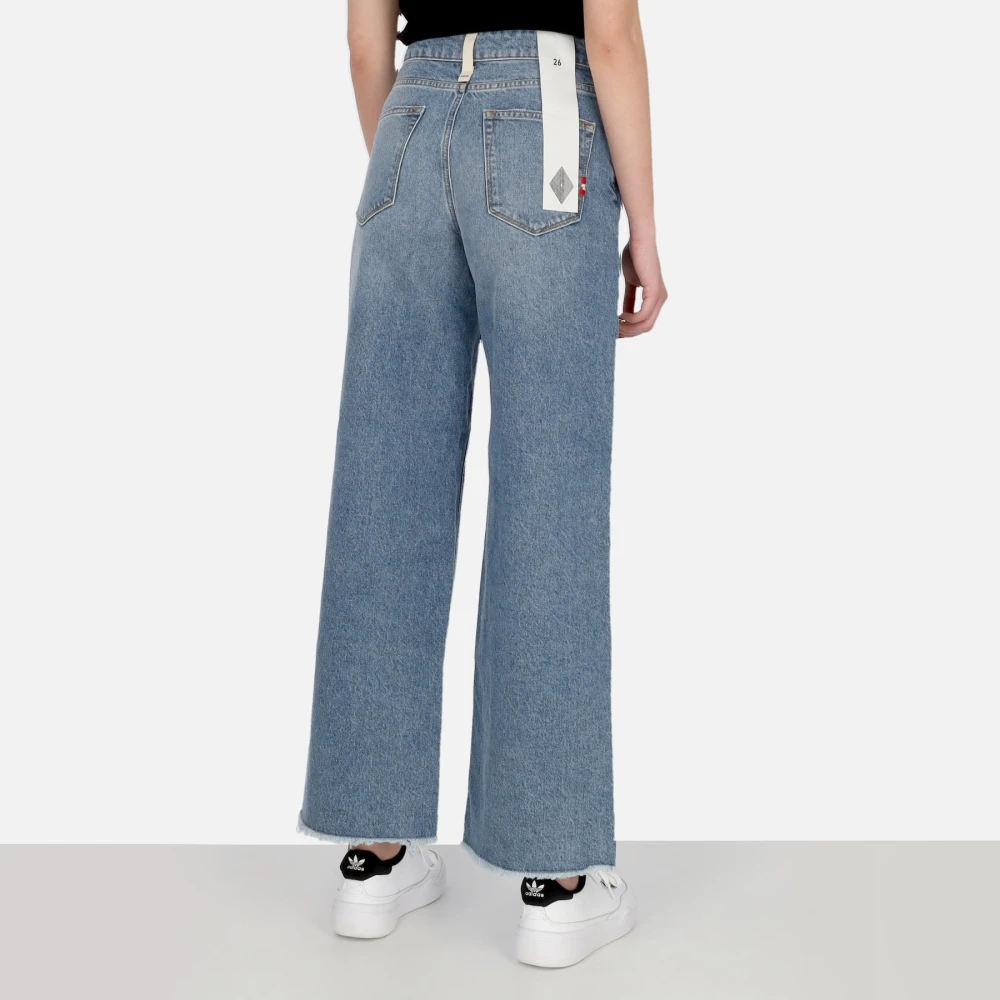 Amish Hoge Taille Wijde Pijp Jeans Blue Dames