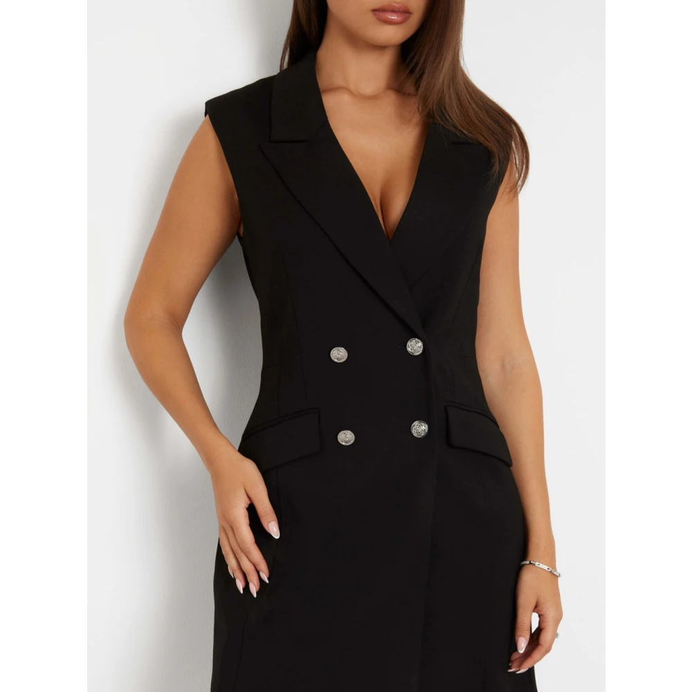 Guess Zwarte double-breasted jurk Black Dames