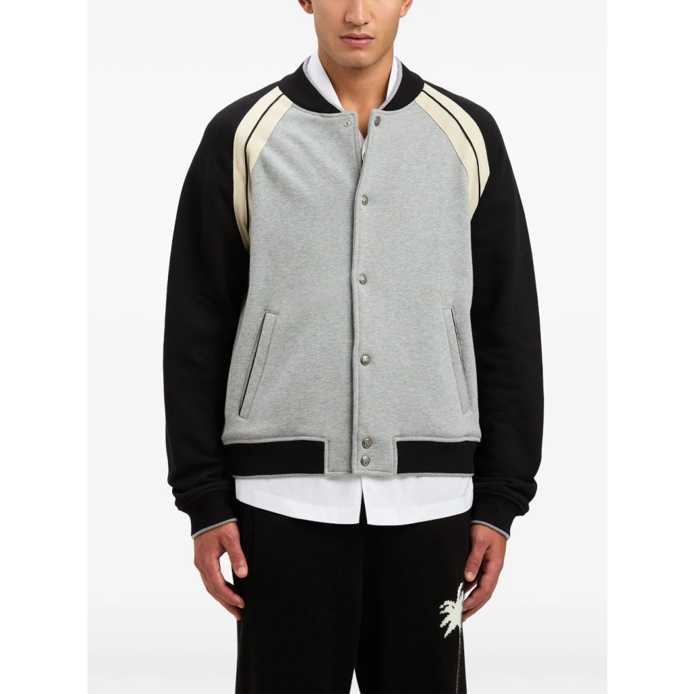 Palm Angels Grijze Sweater met Knoopsluiting Gray Heren
