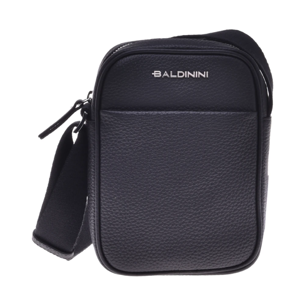 Baldinini Phone holder in black tumbled leather Black Heren