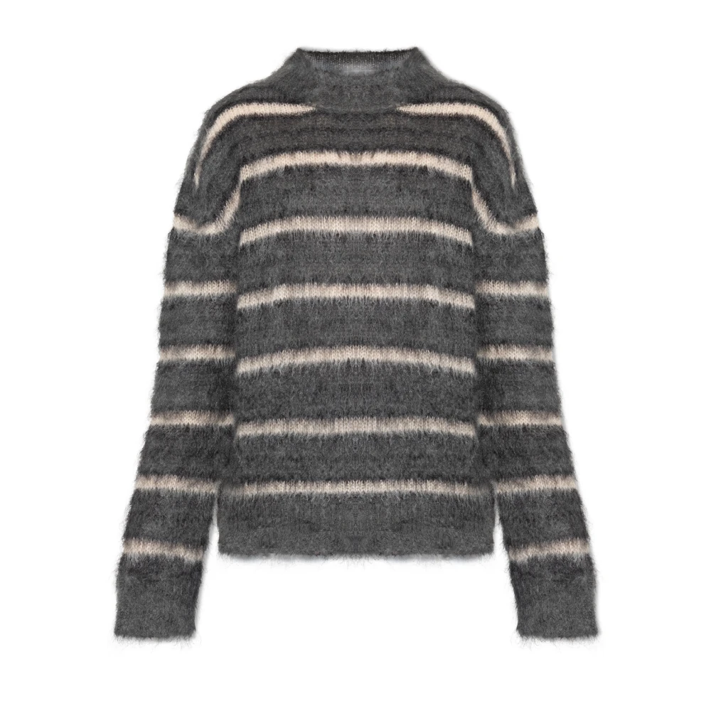 Marni Men's Gray Round-Neck Knitwear, L, Mohair Jumper