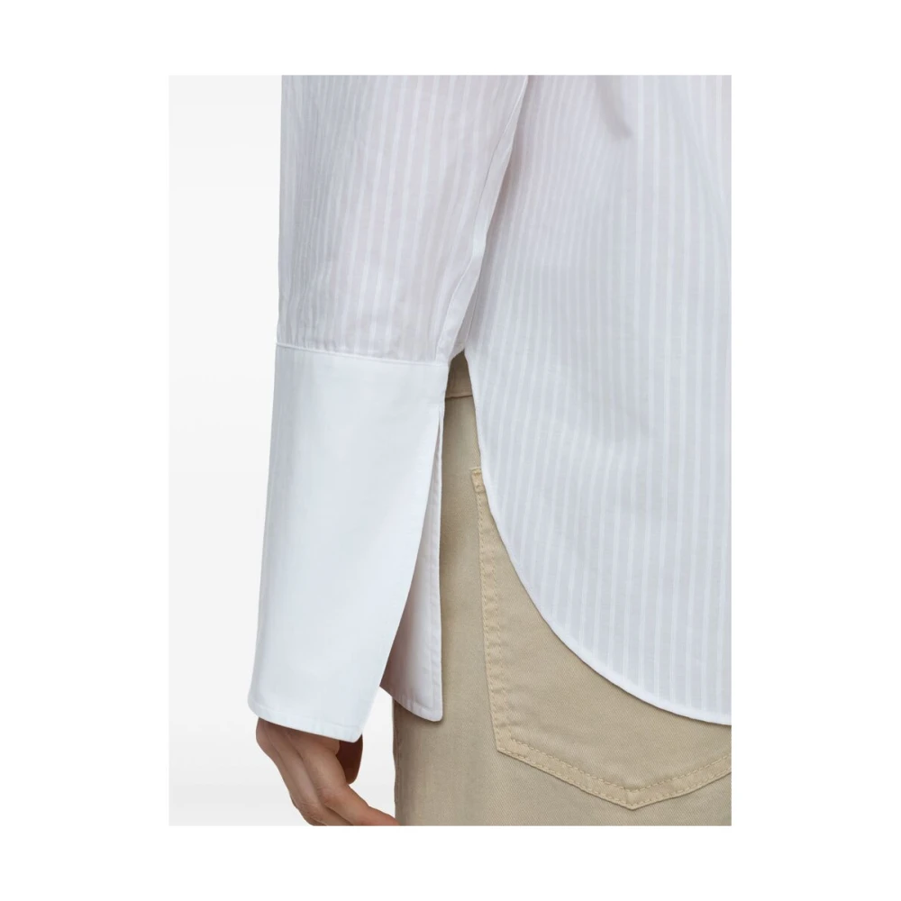 closed Witte V-hals shirt met splitmanchetten White Dames
