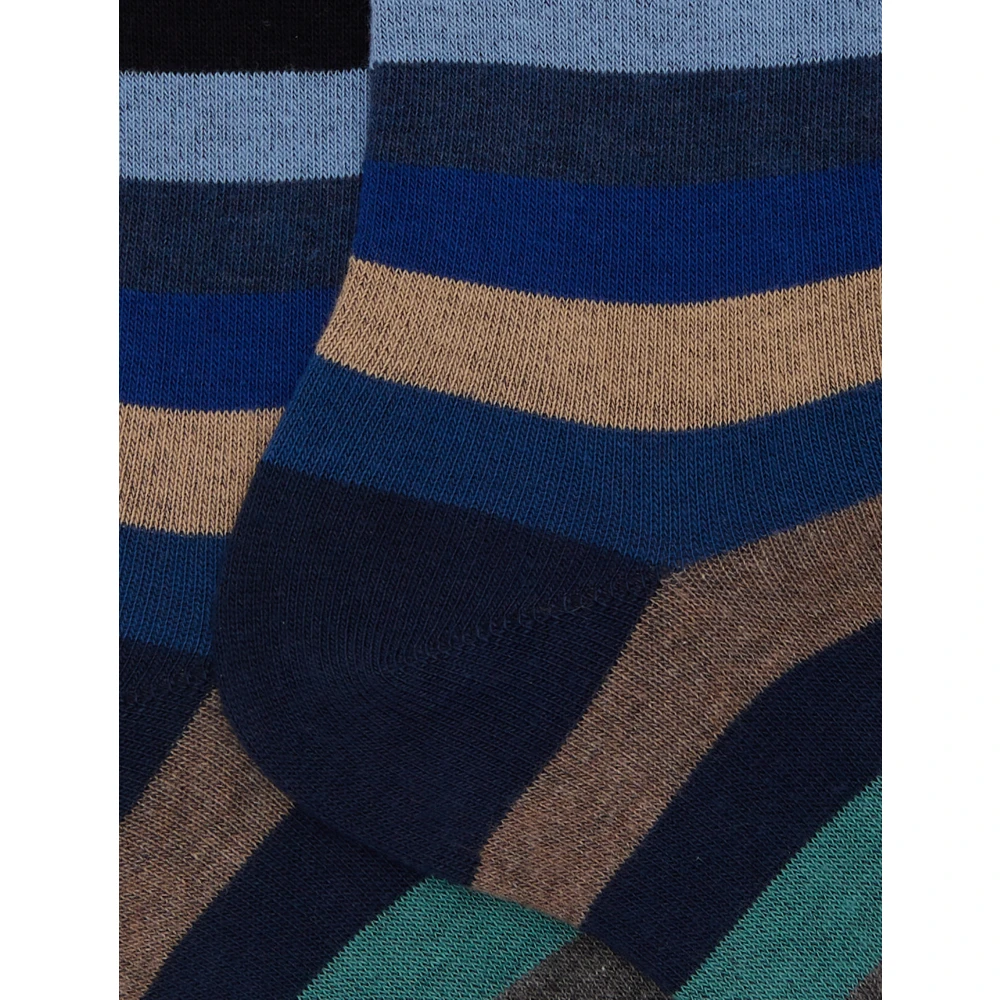 Gallo Korte blauwe katoenen sokken voor heren met gelijkmatige strepen Multicolor Heren