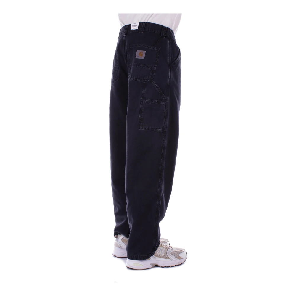 Carhartt WIP Zwarte Logo Broek met Zakken Black Heren