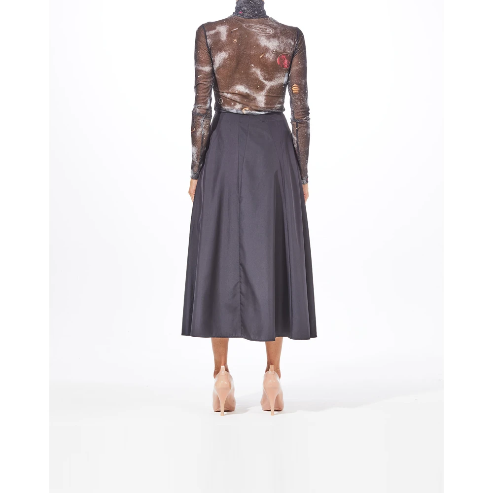 Moschino Zwarte Taffeta Lange Rok Black Dames