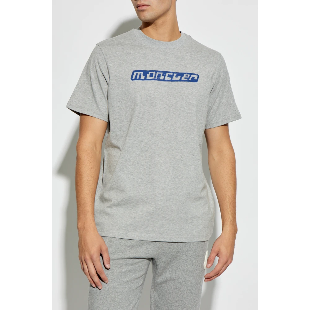 Moncler T-shirt met logo Gray Heren