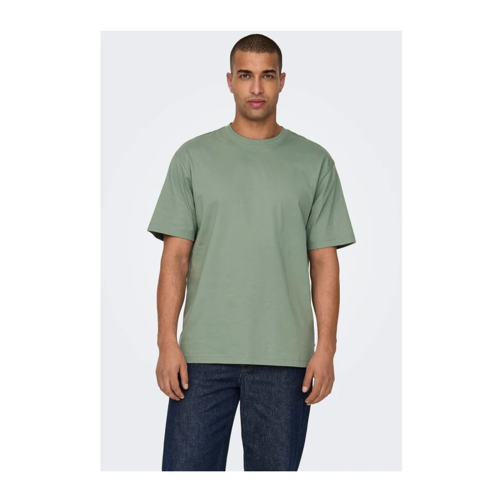 Only & Sons Oversized Katoenen T-Shirt Green Heren