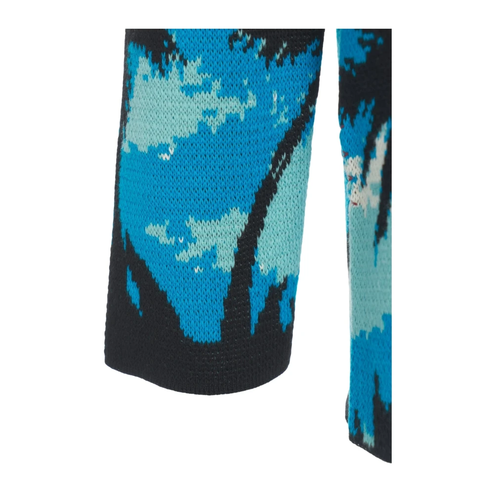 Amaránto Blauwe Gebreide Shawl Kraag Vest Multicolor Heren