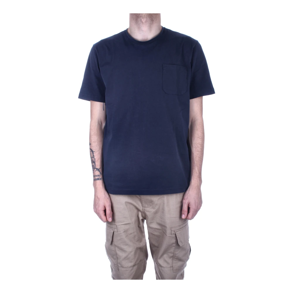Aspesi Blauw Katoenen T-shirt met Voorzak Blue Heren