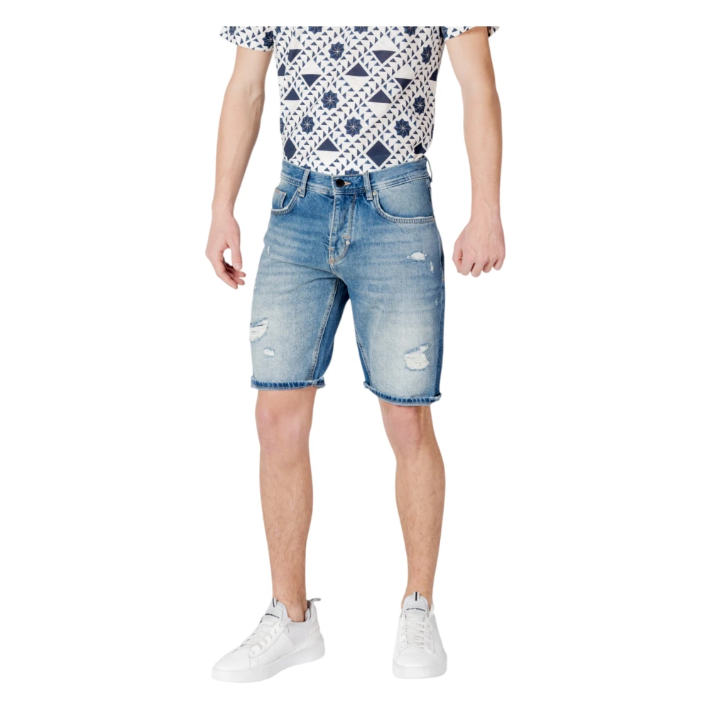 Antony Morato Herren Blau Stylische Baumwollshorts Mit Reißverschlusstaschen
